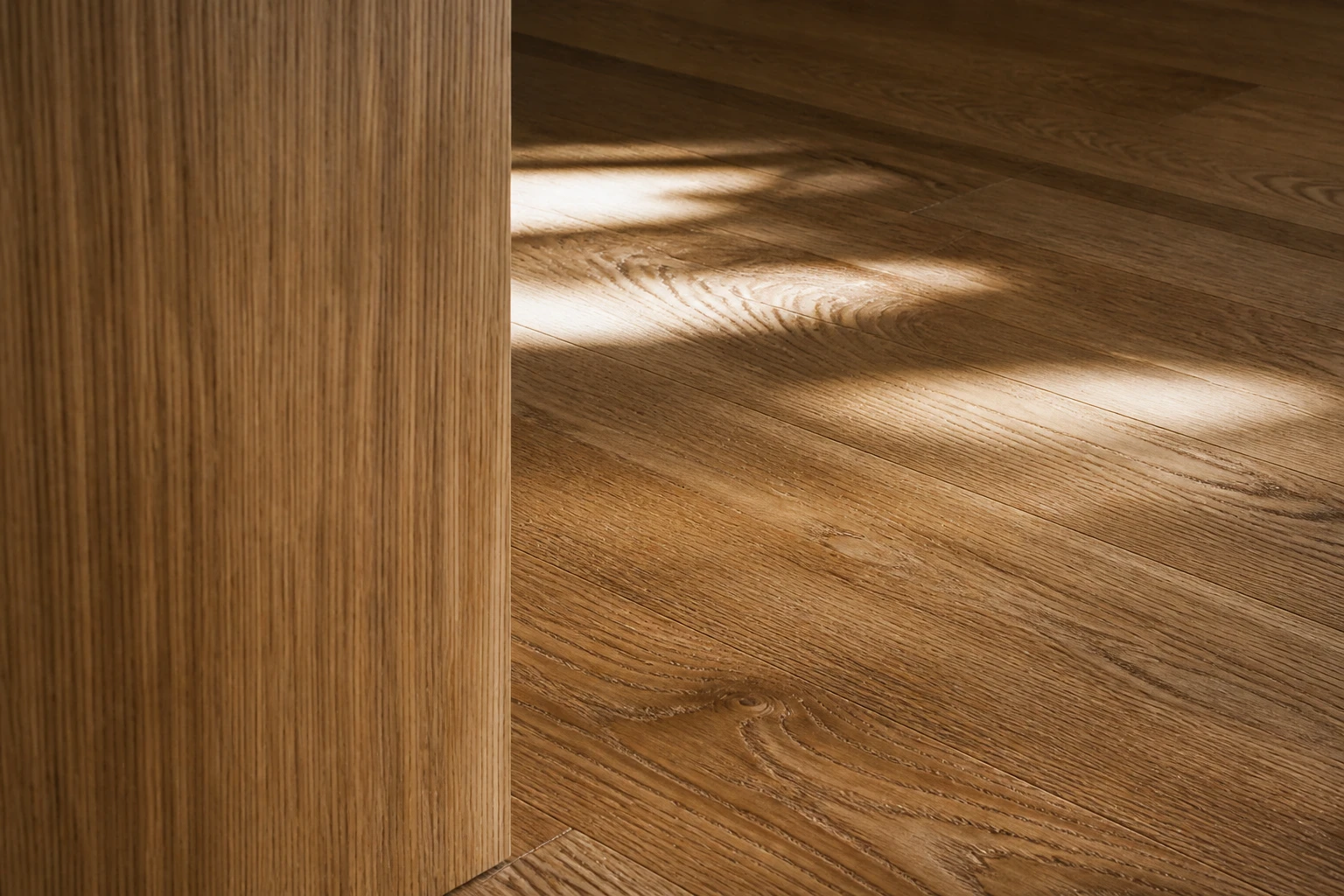 Дубовый деревянный пол в солнечном интерьере